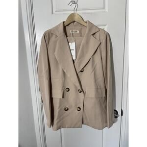 Women’s Dress Suit Size MD Beige 2 Pieces Double Breasted W234